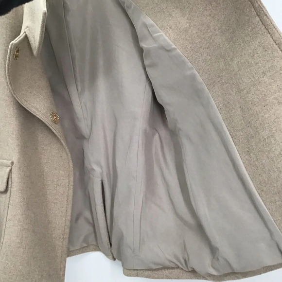 Ann Taylor Wool Blend Pea Coat Career Winter Creme/Tan Size Small Petite - Picture 10 of 11